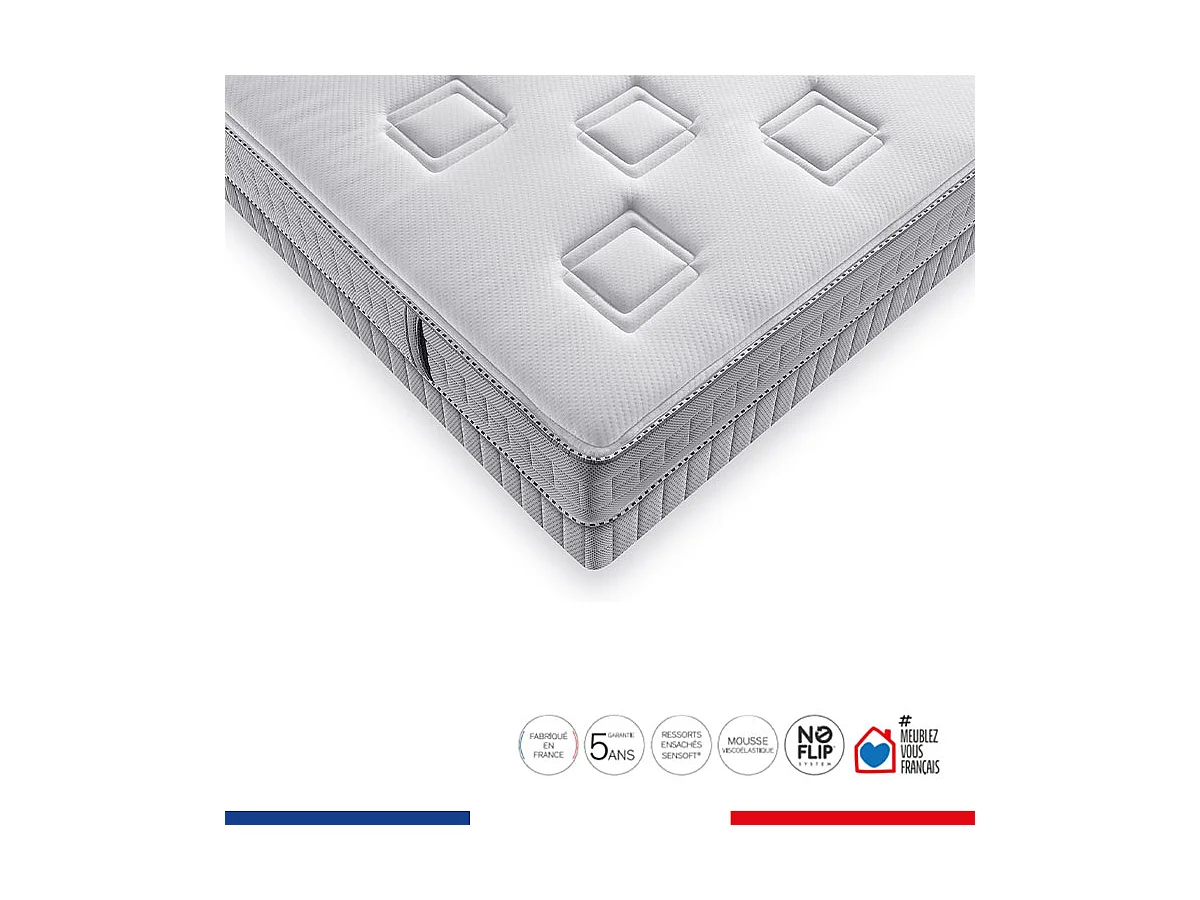 Ens CHALLENGE 140x200 matelas H24 ressort ensachés, très ferme, sommier