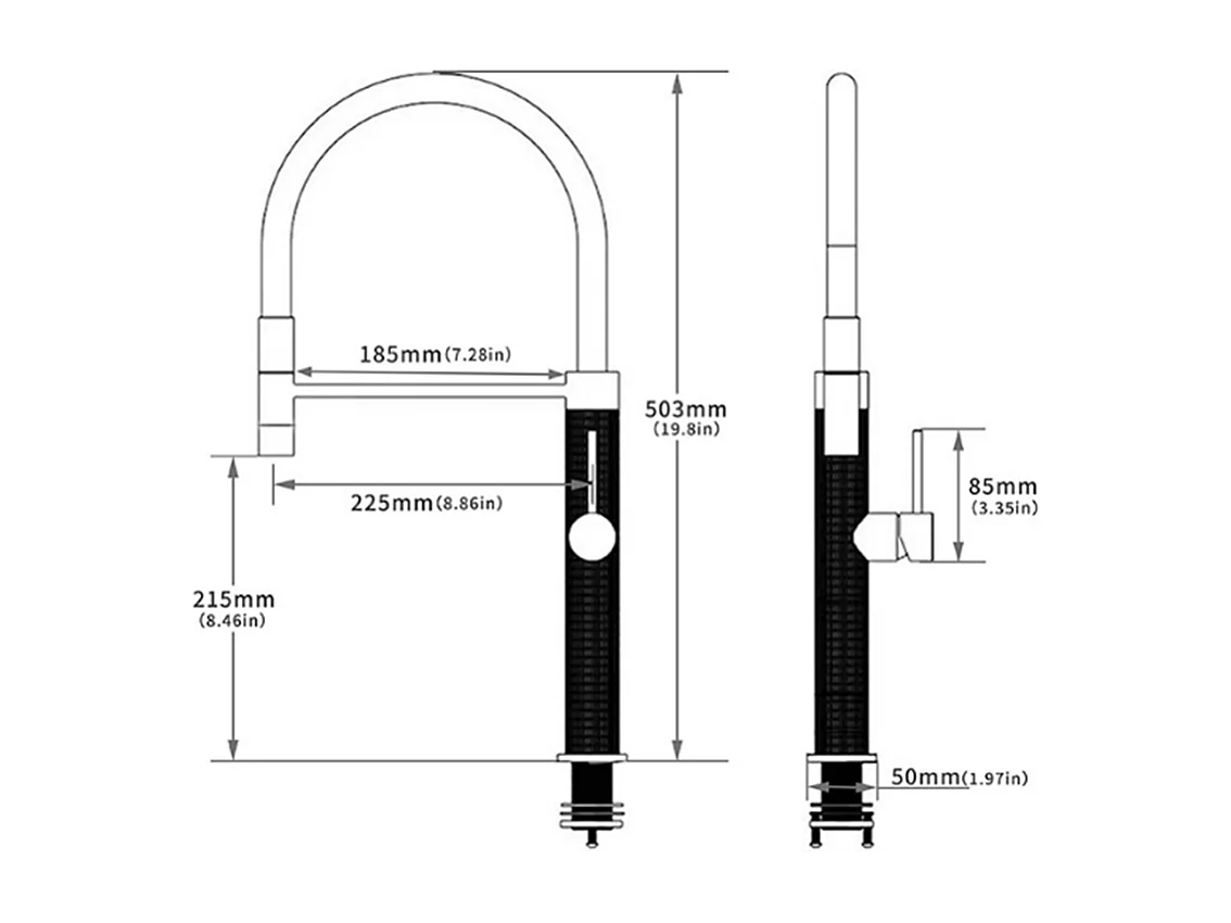 Robinet de cuisine 360° Mitigeur monocommande avec douchette Extensible pour évier Noir