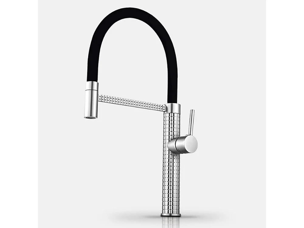 Robinet de cuisine 360° Semi Pro Mitigeur monocommande avec douchette Extensible pour évier Chrome