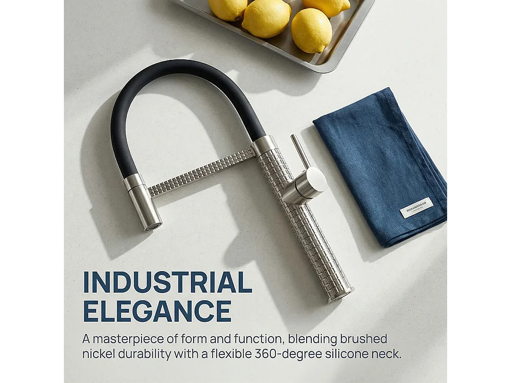 Robinet de cuisine 360° Semi Pro Mitigeur monocommande avec douchette Extensible pour évier Chrome