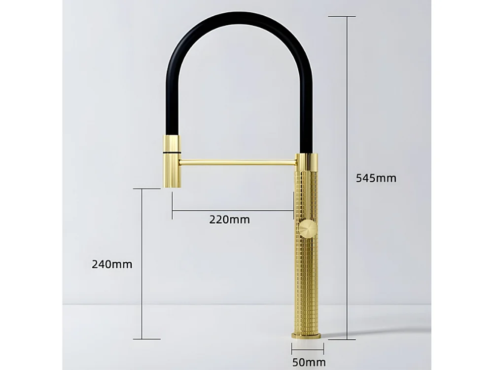 Robinet de cuisine 360° Semi Pro Mitigeur monocommande avec douchette Extensible pour évier OR
