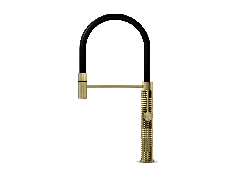 Robinet de cuisine 360° Semi Pro Mitigeur monocommande avec douchette Extensible pour évier OR