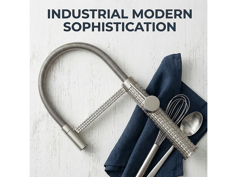 Robinet de cuisine 360° Mitigeur monocommande avec douchette Extensible pour évier Chrome brossé