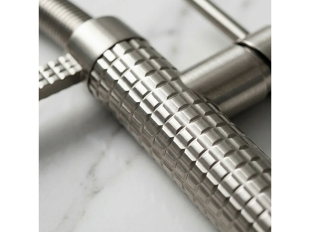 Robinet de cuisine 360° Mitigeur monocommande avec douchette Extensible pour évier Chrome brossé