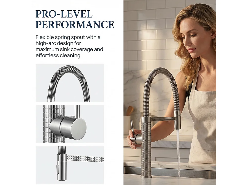 Robinet de cuisine 360° Mitigeur monocommande avec douchette Extensible pour évier Chrome