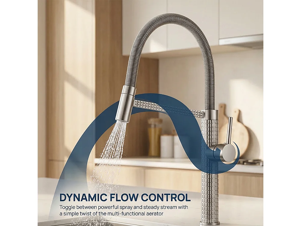 Robinet de cuisine 360° Mitigeur monocommande avec douchette Extensible pour évier Chrome