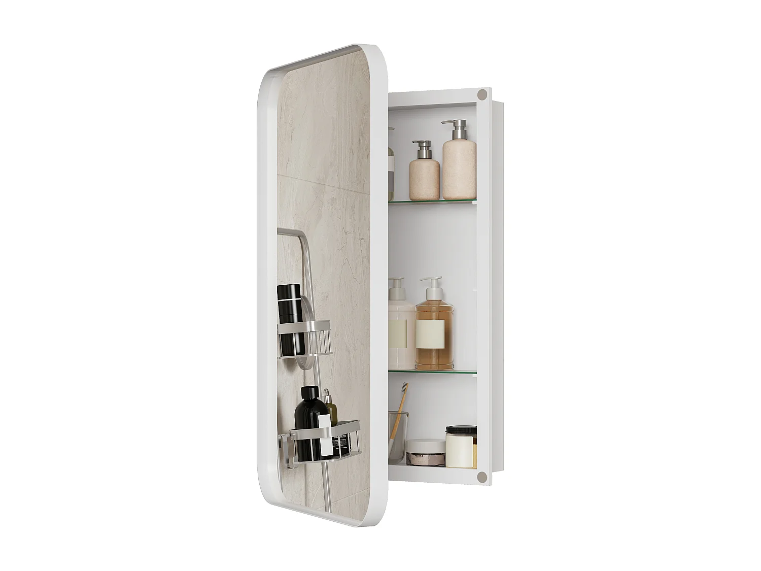 Armoire miroir 85x51cm miroir avec rangement pour salle de bains salon et chambre à coucher carré élégante blanc