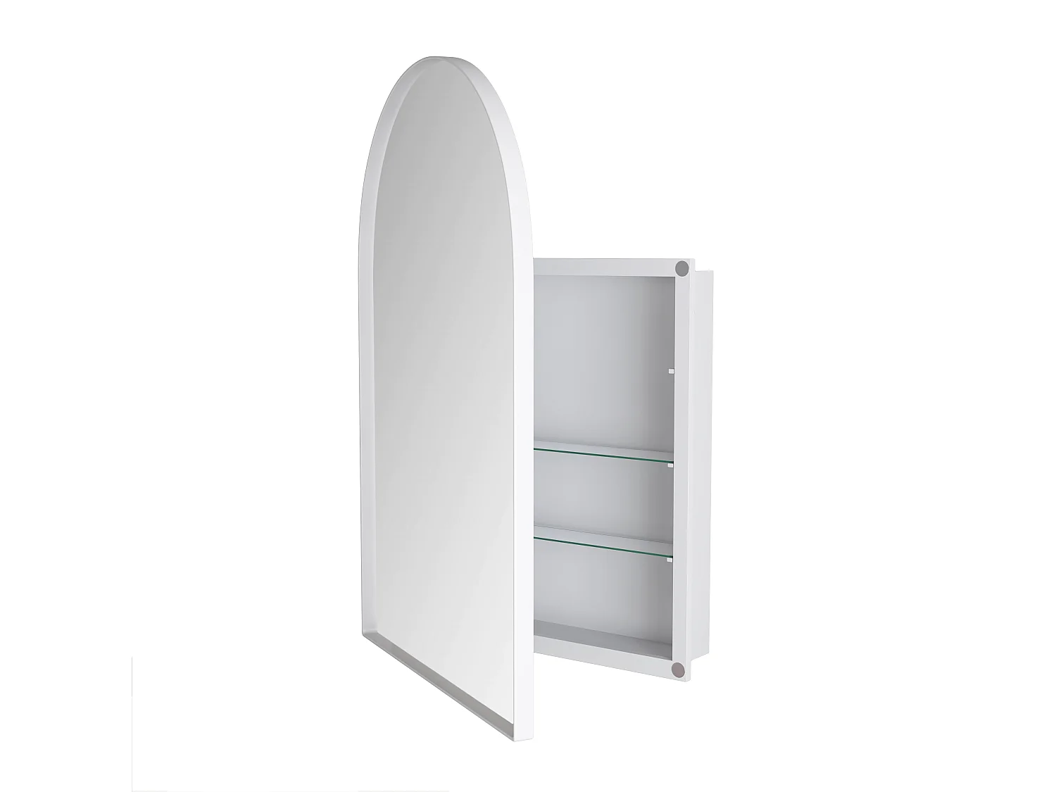 Armoire miroir 91x61cm miroir avec rangement pour salle de bains salon et chambre à coucher arqué élégante Blanc