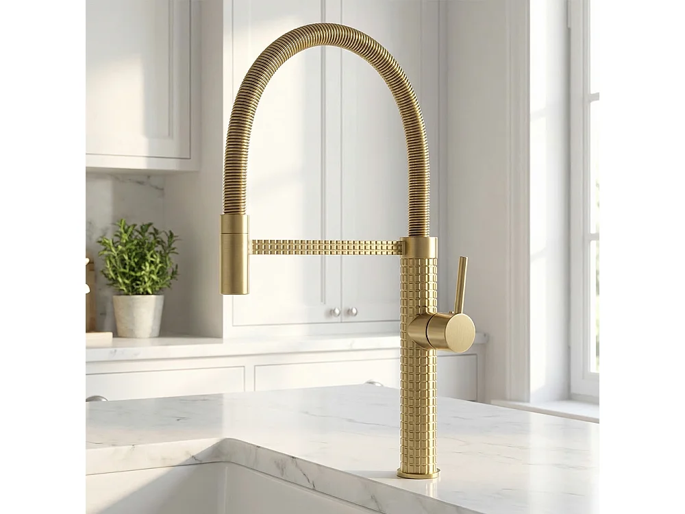 Robinet de cuisine 360° Mitigeur monocommande avec douchette Extensible pour évier OR