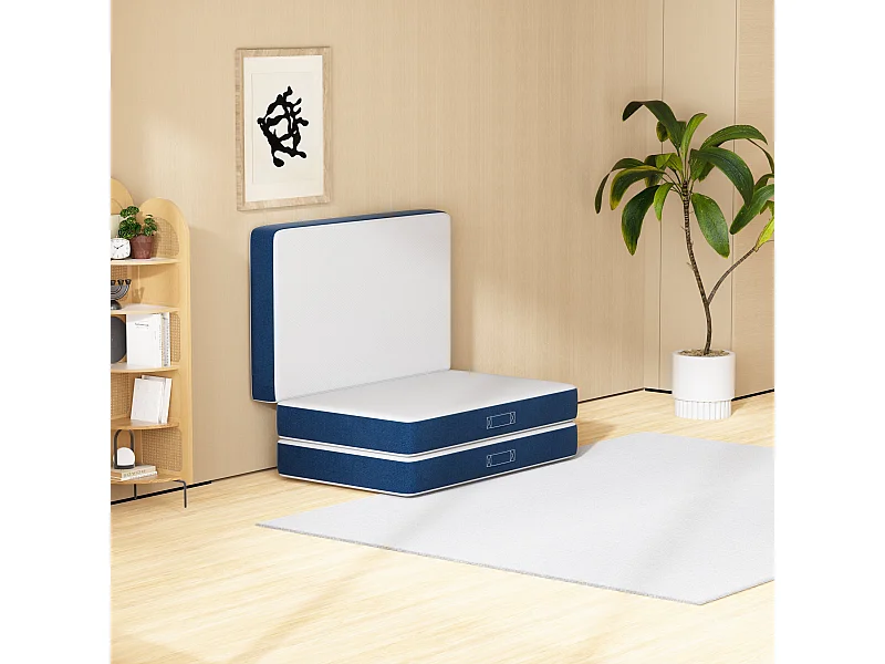 Matelas Pliant Triple,90x200x10cm,10cm Mousse épaisse, Housse Amovible et Lavable en Machine, Poignée de Transport pour faciliter Le Transport