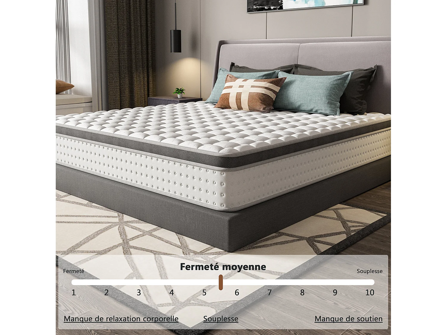 Matelas Ressorts Ensachés 160x200 cm avec mémoire de forme ép.25 cm