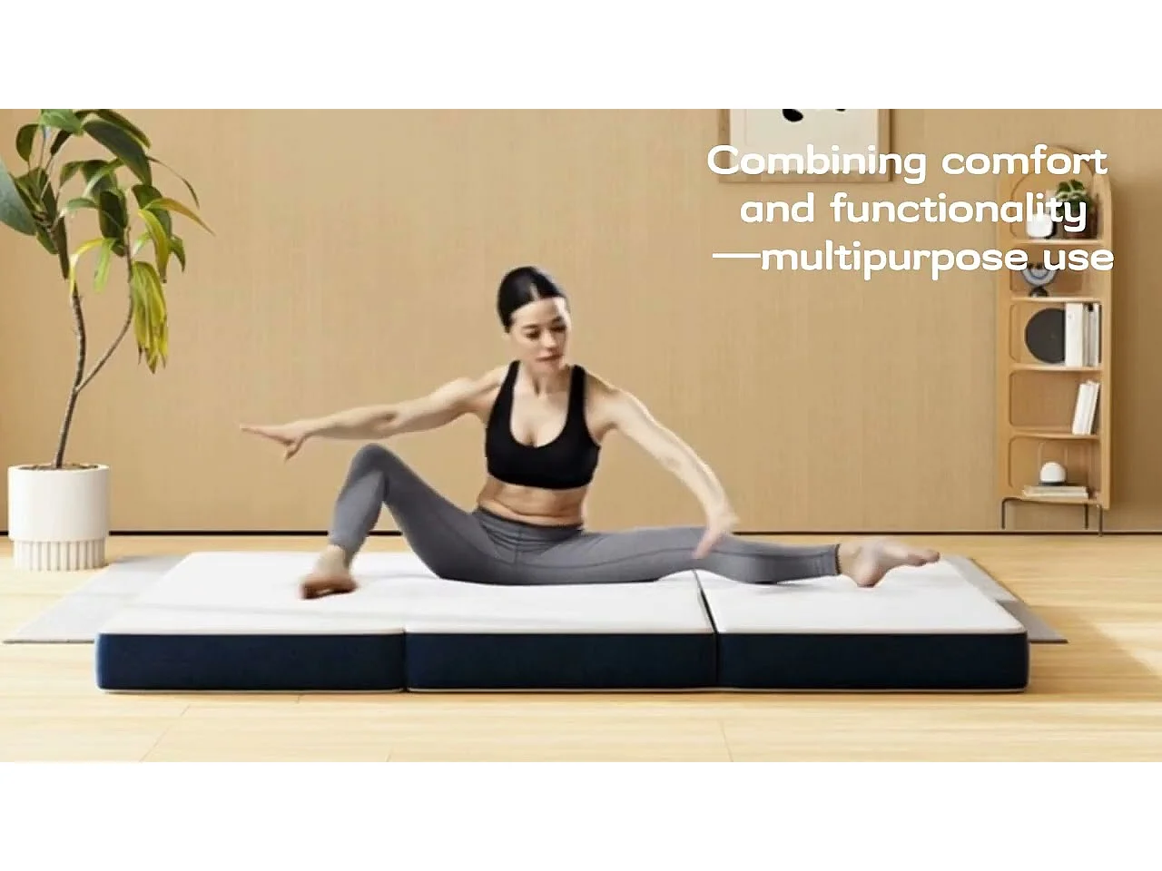 Matelas pliant en trois parties, 140 x 195 cm, mousse épaissie de 15 cm, housse amovible
