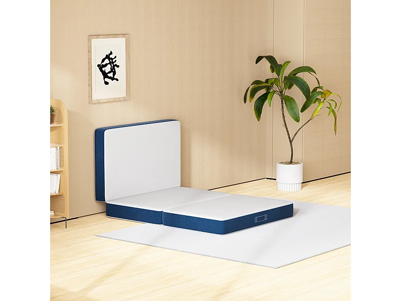 Matelas pliant en trois parties, 140 x 195 cm, mousse épaissie de 15 cm, housse amovible