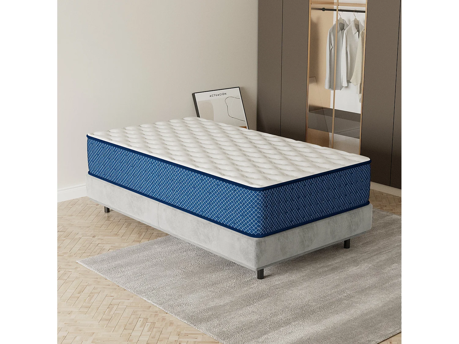 Matelas mousse 180x200 cm, epaisseur 30 cm Ferme 7 zones de confort en mousse, Réversible Soutien