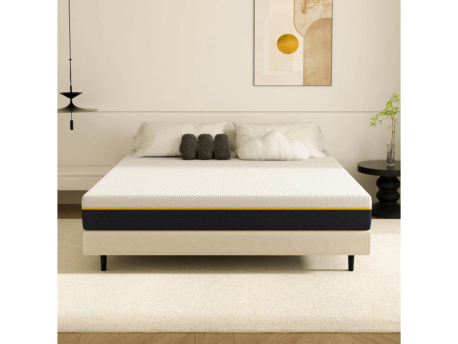 Matelas double en mousse à mémoire de forme, 140 x 190 cm, épaisseur 17 cm