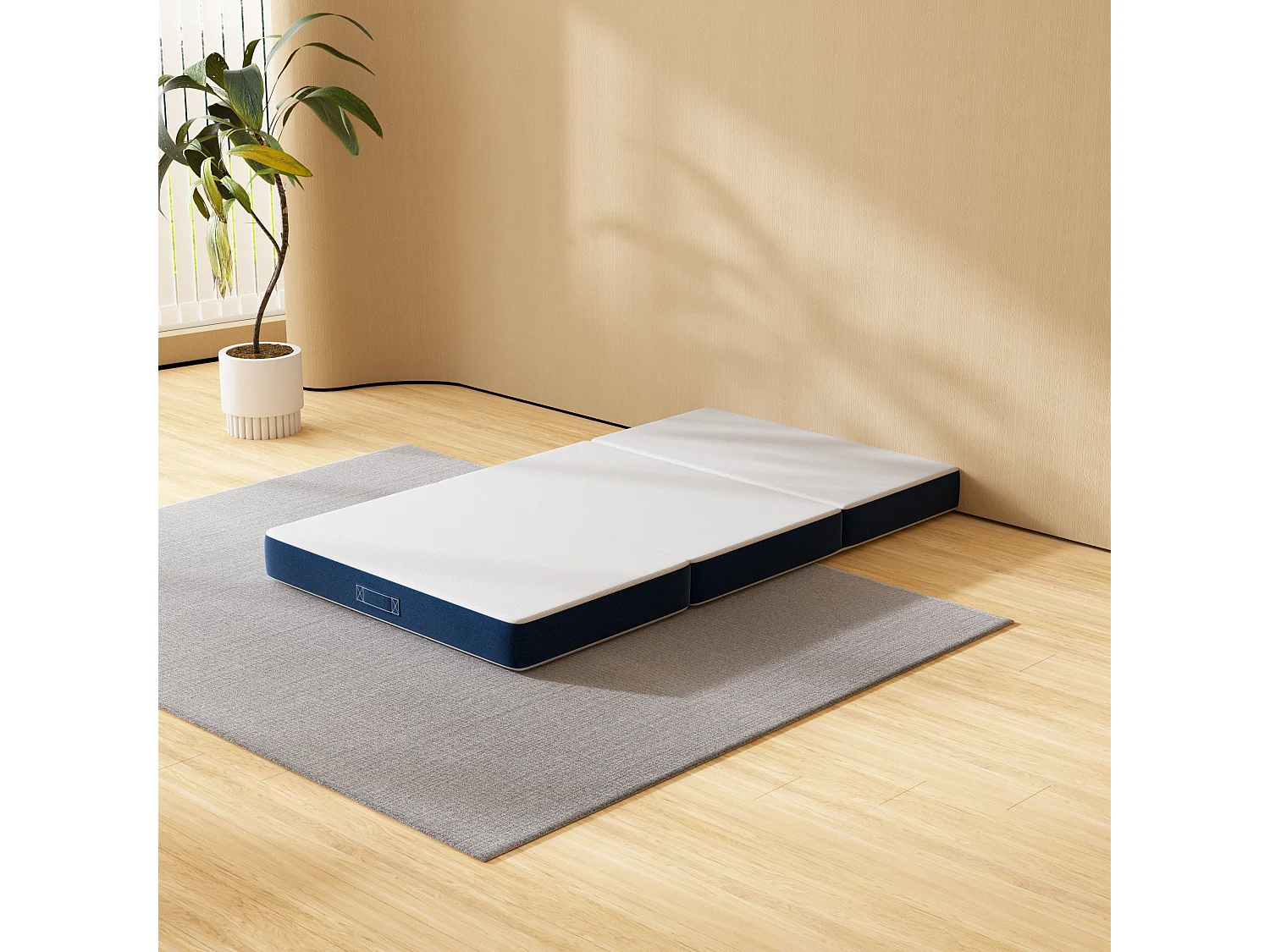 Matelas Pliant Triple,75x195x10cm, 10cm Mousse épaisse, Housse Amovible et Lavable en Machine, Poignée de Transport pour faciliter Le Transport