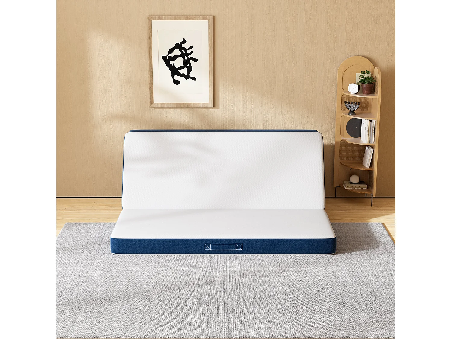 Matelas Pliant Triple,160x195x10cm, 10cm Mousse épaisse, Housse Amovible et Lavable en Machine, Poignée de Transport pour faciliter Le Transport