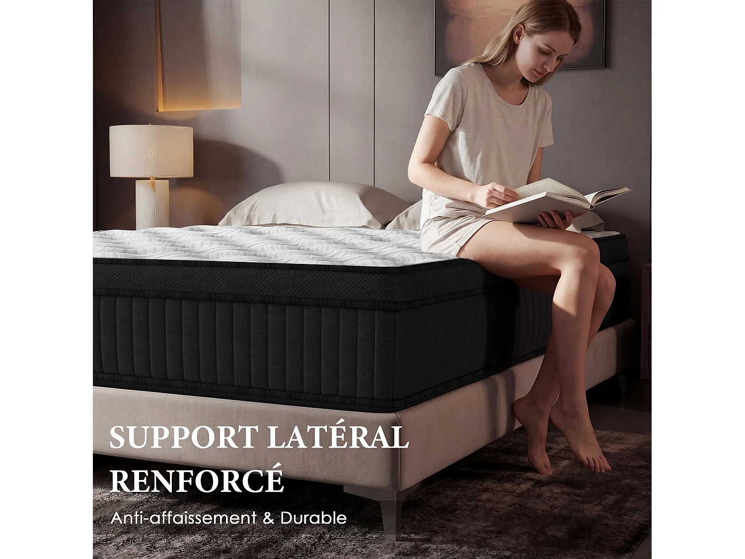 Matelas Ressorts Ensachés 160x200 cm avec mémoire de forme ép.25 cm