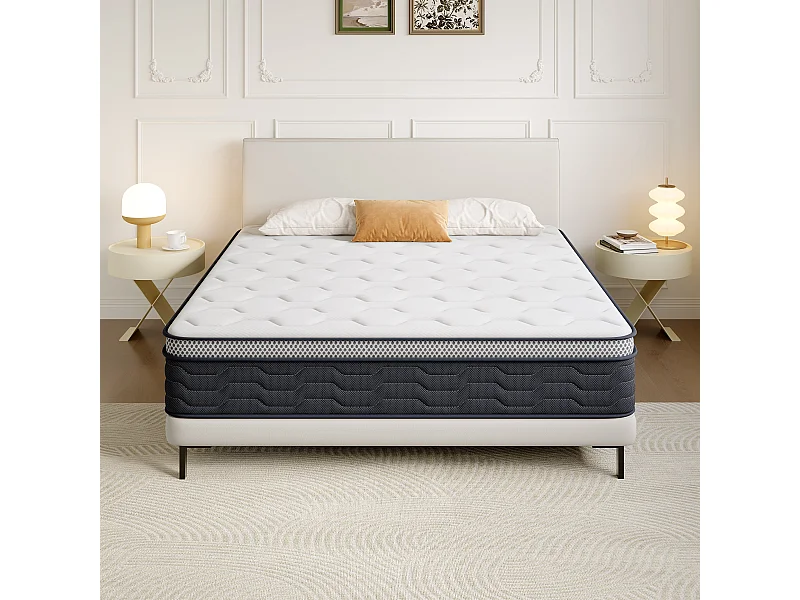 Matelas Ressorts 160x200 cm, 25cm Epaisseur, Confort, 7 Zones Ergonomique