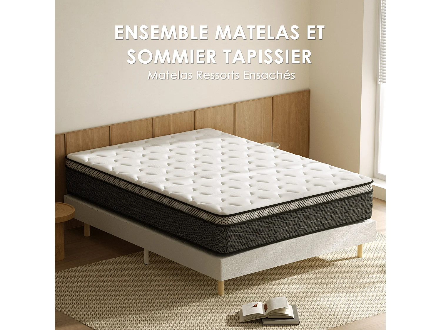 Ensemble matelas + sommier 140x190 cm, épaisseur du matelas 25cm