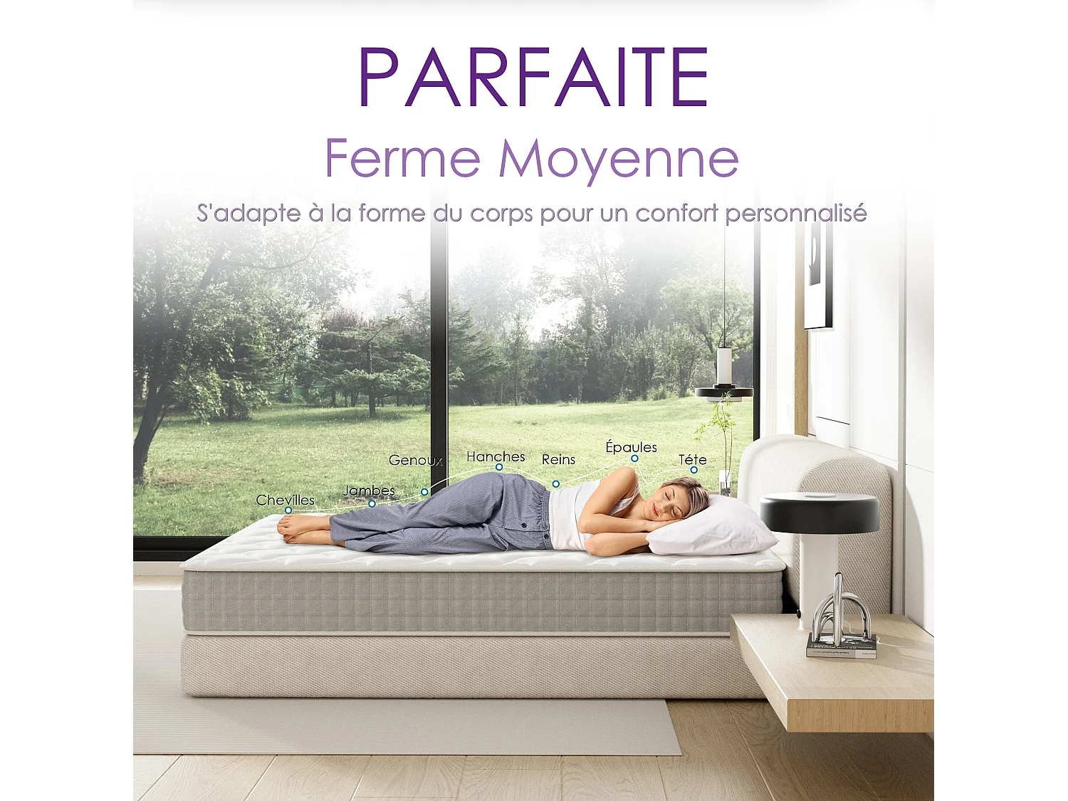 Ensemble Matelas Ressorts 90x190 cm Epaisseur 20 cm + Sommier Déco