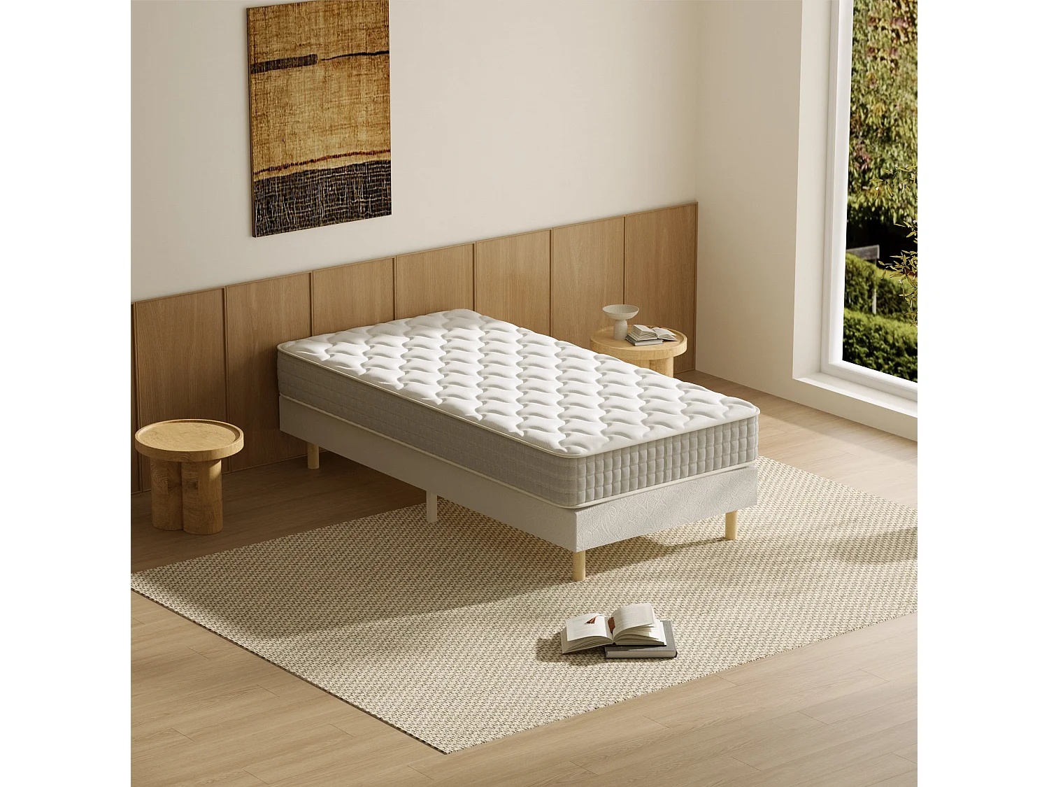Ensemble matelas + sommier 90x190 cm, épaisseur du matelas 20 cm