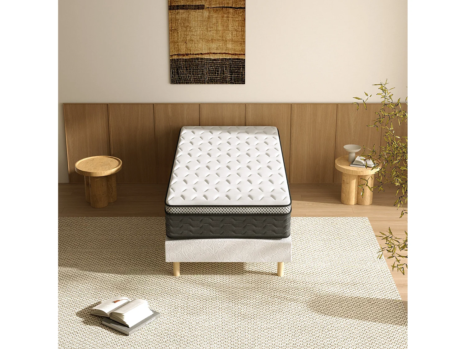Ensemble matelas + sommier 90x190 cm, épaisseur du matelas 30 cm