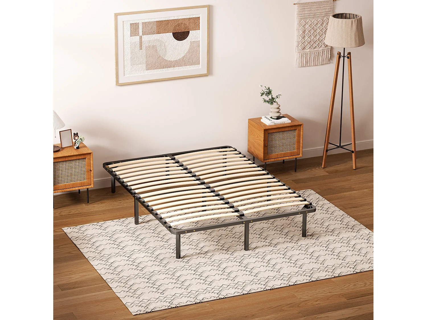 Ensemble Matelas en mousse + Sommier à Lattes 140x190cm, Epaisseur du Matelas 20cm
