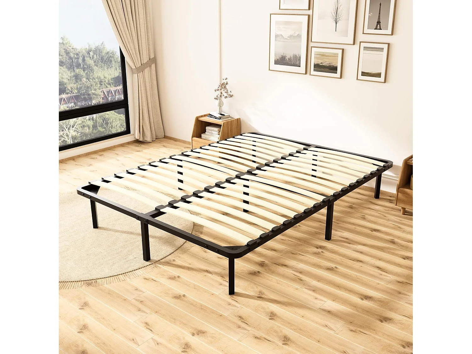 Matelas en 140x190 Mousse, Parfait Soutien,Haute Resilience Ultra Respirante+Sommiers à Lattes avec 9 Pieds pour Adulte (140x190x18cm)