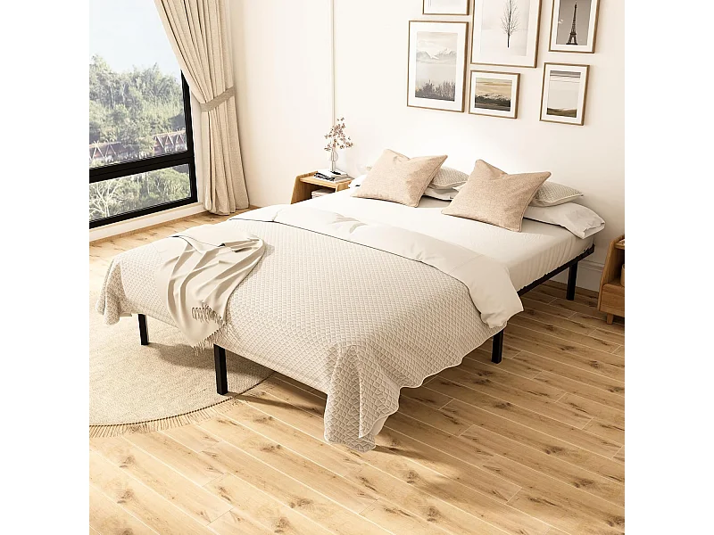 Matelas en 140x190 Mousse, Parfait Soutien,Haute Resilience Ultra Respirante+Sommiers à Lattes avec 9 Pieds pour Adulte (140x190x18cm)