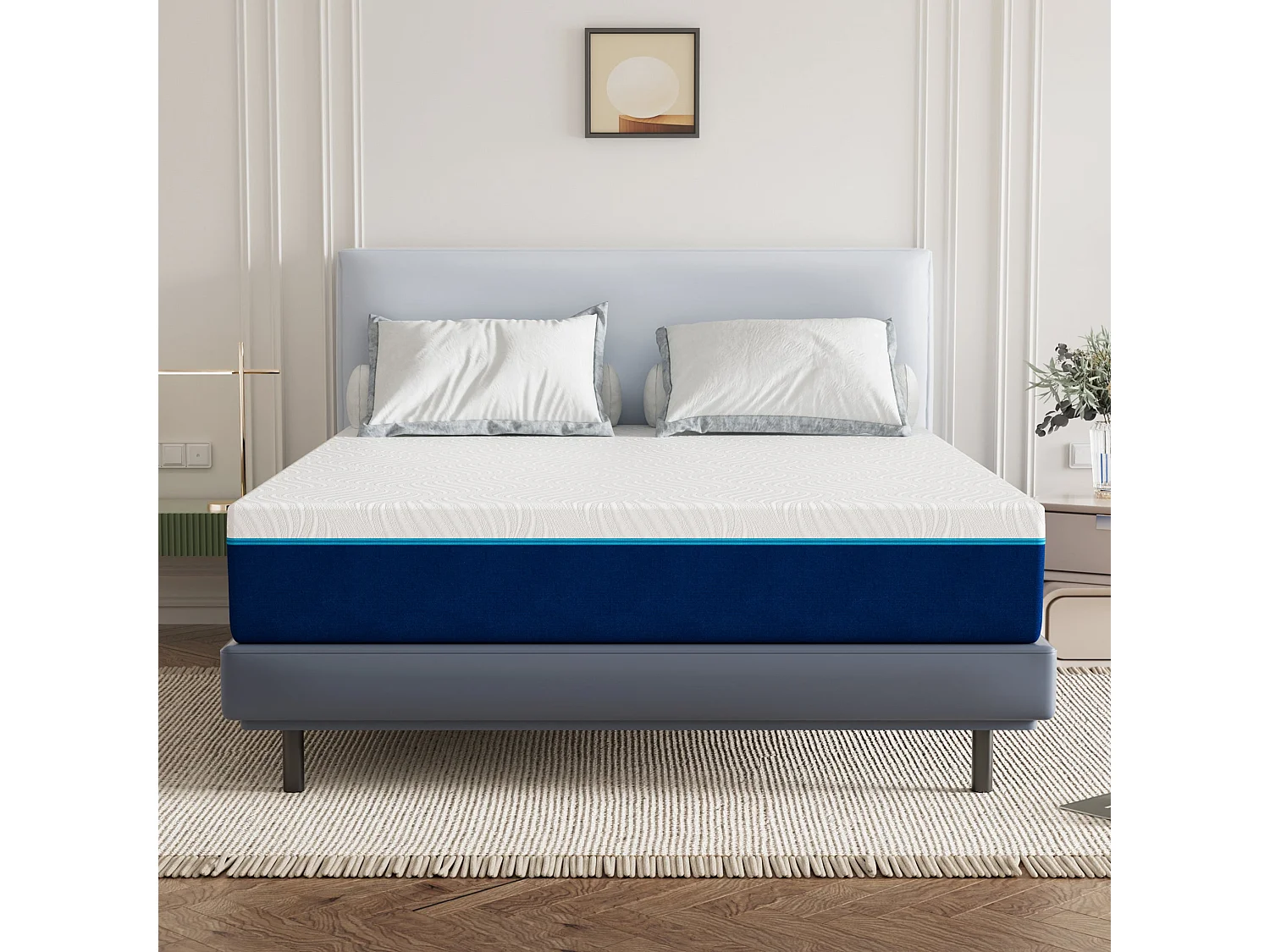 Ensemble Matelas en mousse + Sommier à Lattes 160x200cm, Epaisseur du Matelas 16cm