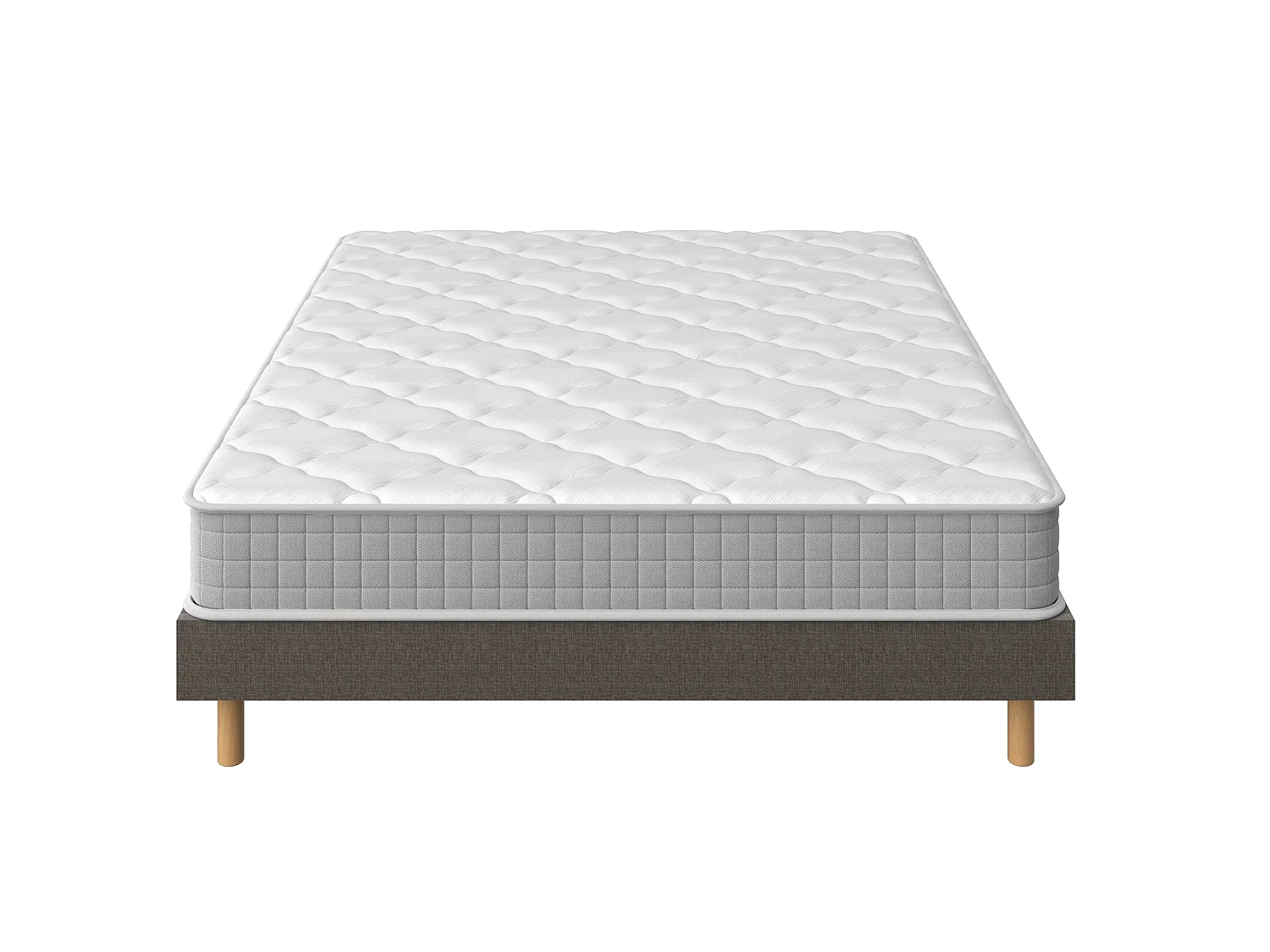Ensemble Matelas Mousse 140x190 cm Epaisseur 22cm + Sommier Déco
