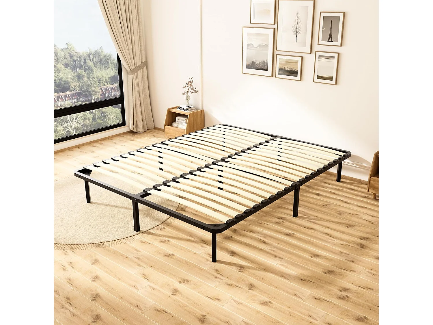 Matelas en 160x200 Mousse, Parfait Soutien,Haute Resilience Ultra Respirante+Sommiers à Lattes avec 9 Pieds pour Adulte (160x200x18cm)