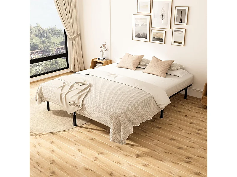 Matelas en 160x200 Mousse, Parfait Soutien,Haute Resilience Ultra Respirante+Sommiers à Lattes avec 9 Pieds pour Adulte (160x200x18cm)