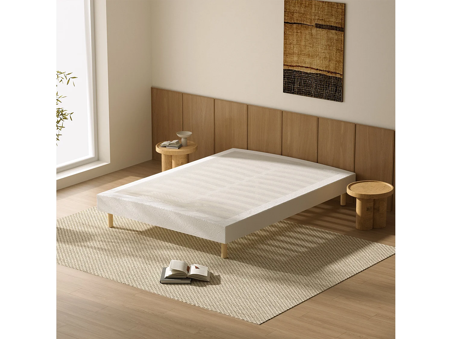 Ensemble Matelas en Mousse+ Lit Sommier Tapissier Déco 160x200cm, Epaisseur du Matelas 20cm