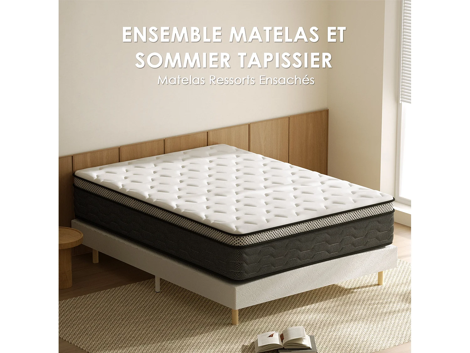 Ensemble matelas + sommier 140x190 cm, épaisseur du matelas 30cm
