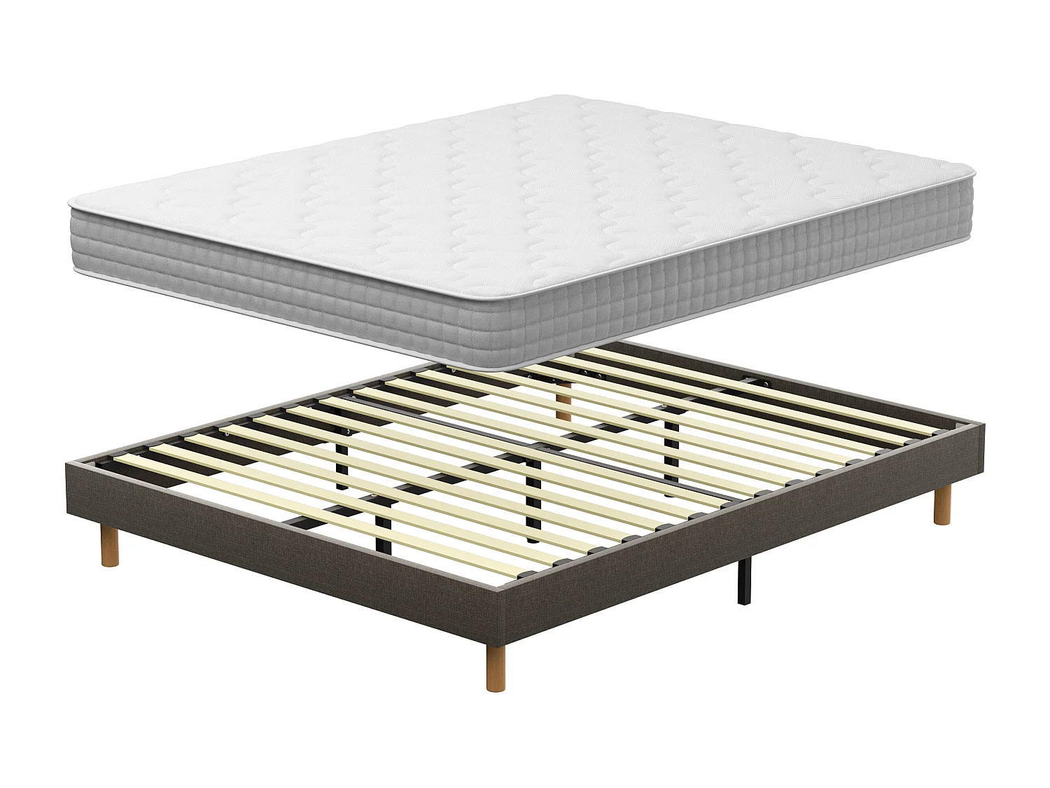 Ensemble Matelas Ressorts 160x200 cm Epaisseur 20 cm + Sommier Déco