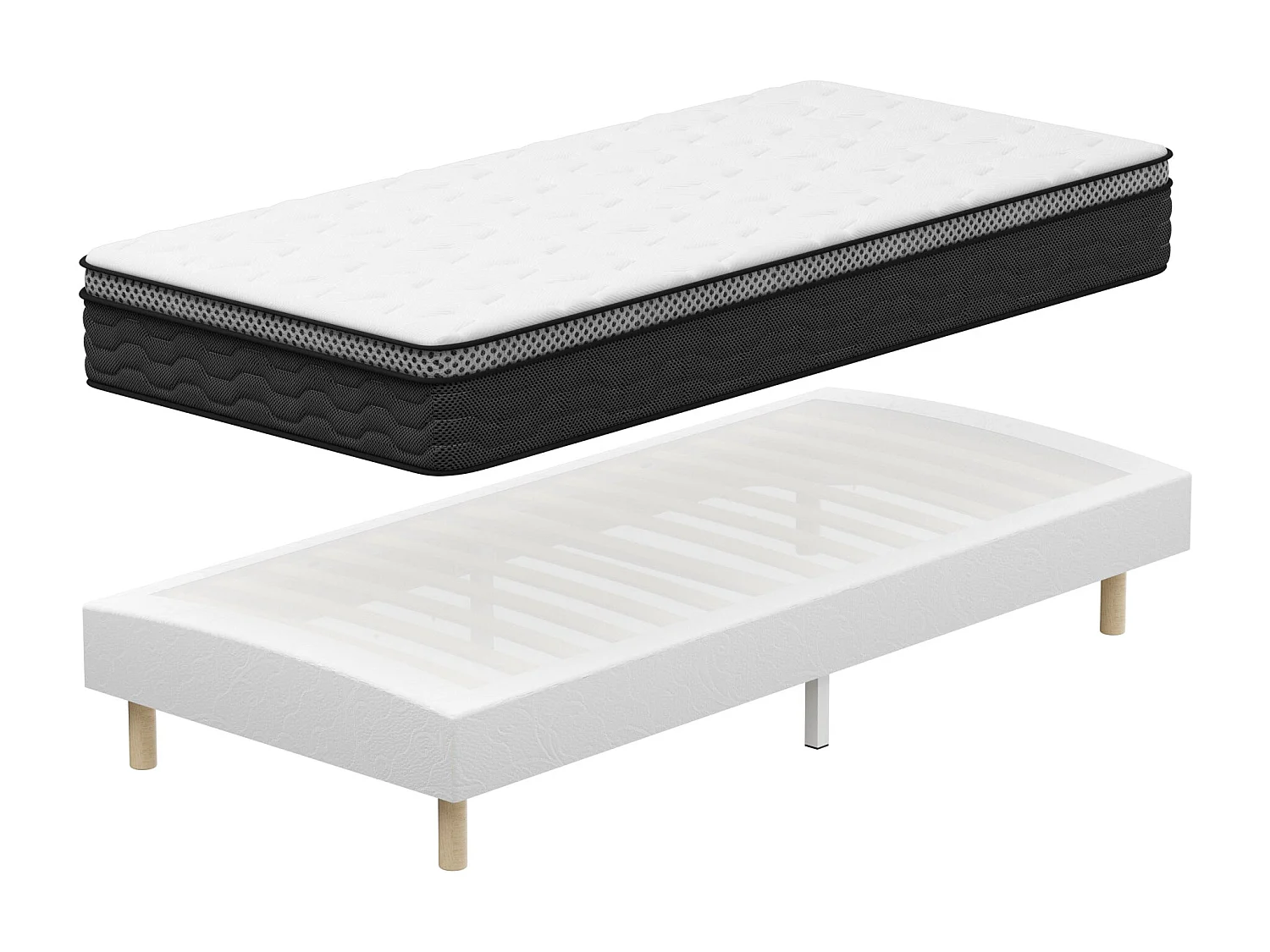 Ensemble matelas + sommier 90x190 cm, épaisseur du matelas 25 cm