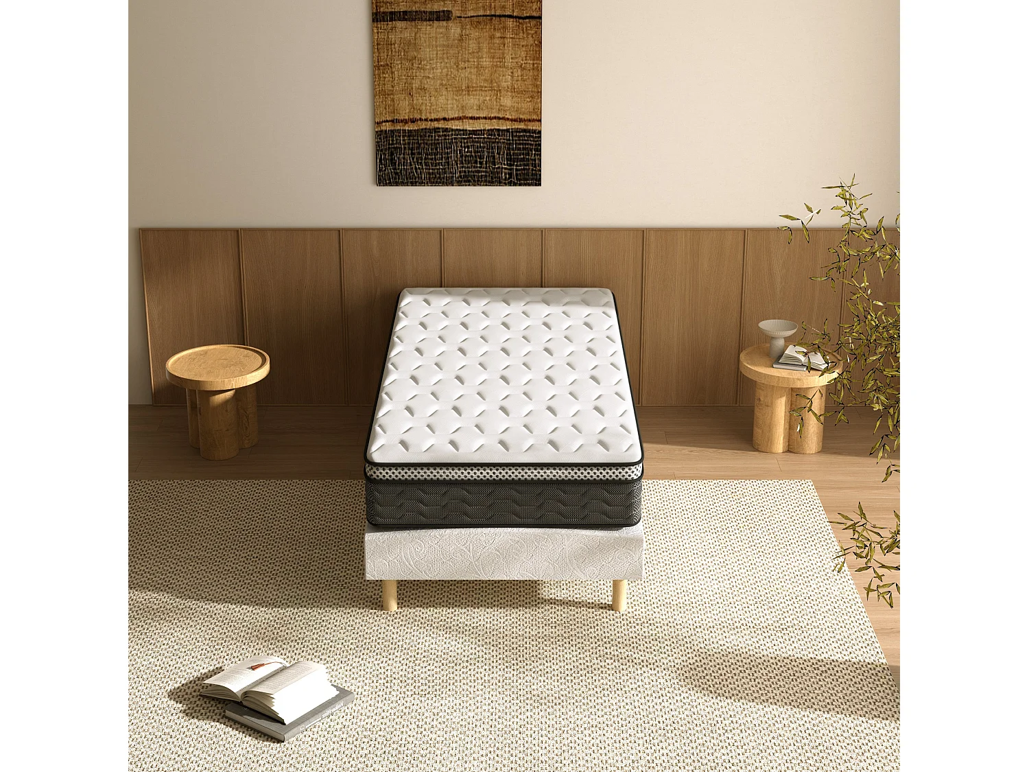 Ensemble matelas + sommier 90x190 cm, épaisseur du matelas 25 cm