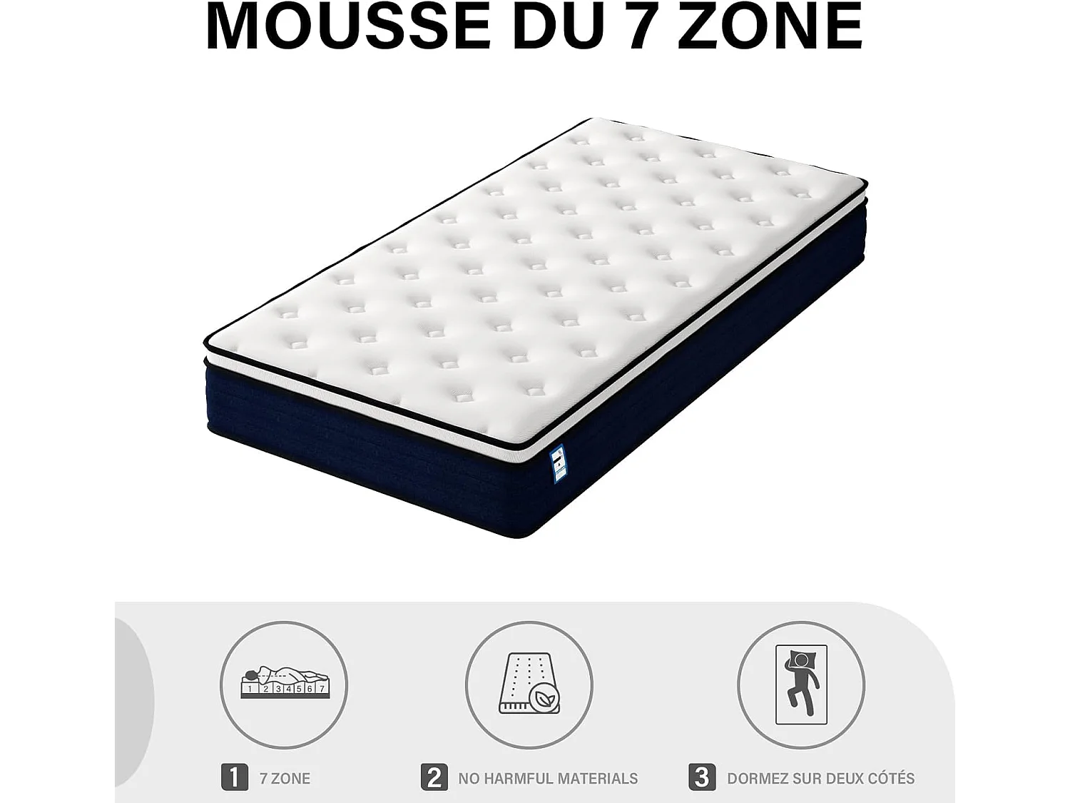 90x190x25 Matelas Ressorts ensachés et sommier Ensemble,  de Forme et Ressorts+Sommier Hauteur du Cadre de lit 29 cm