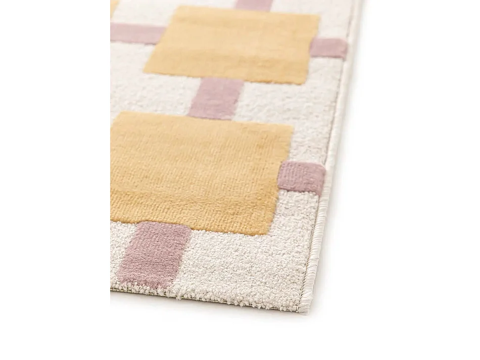 Tapis intérieur - géométrique - moutarde / rose - 120 x 170 cm - FLASHY