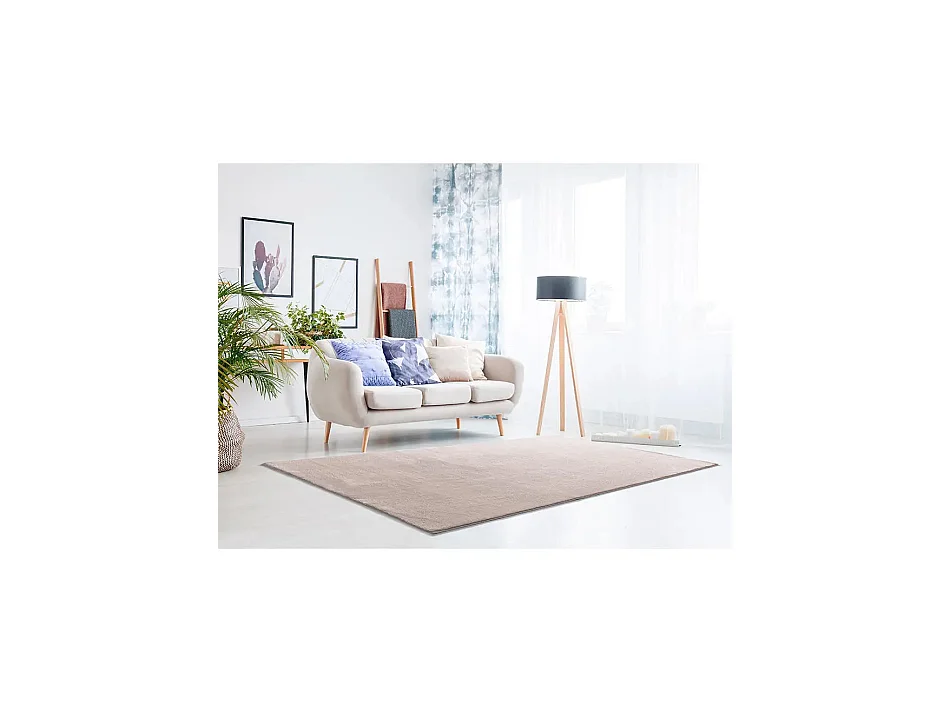 Tapis lavable antidérapant - uni - rose poudré - 200 x 290 cm - LOFT