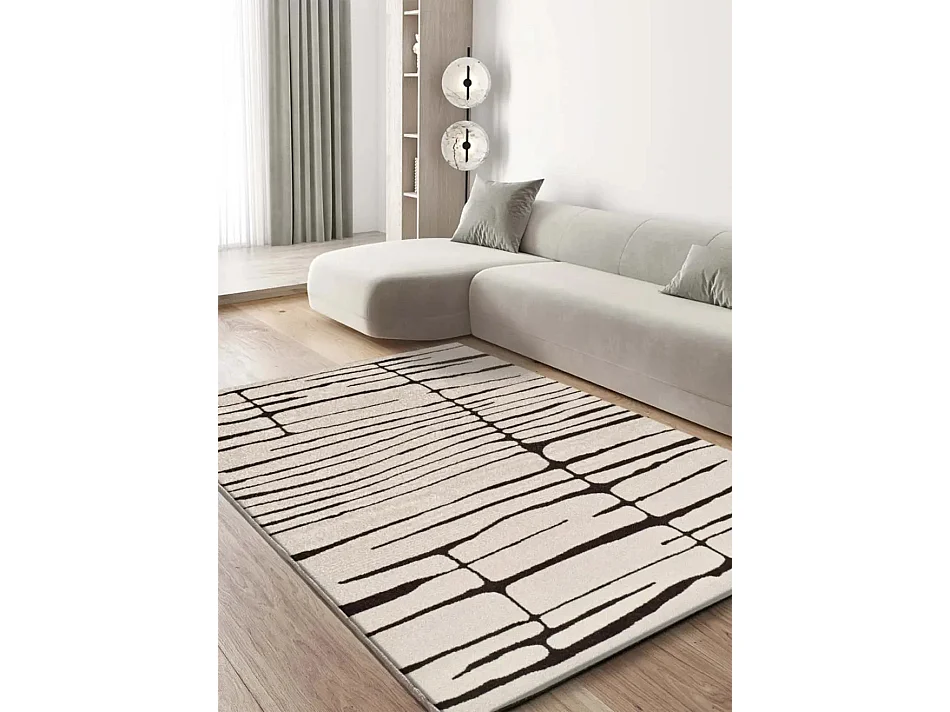 Tapis intérieur - moderne - blanc / noir - 133 x 190 cm - RETRO