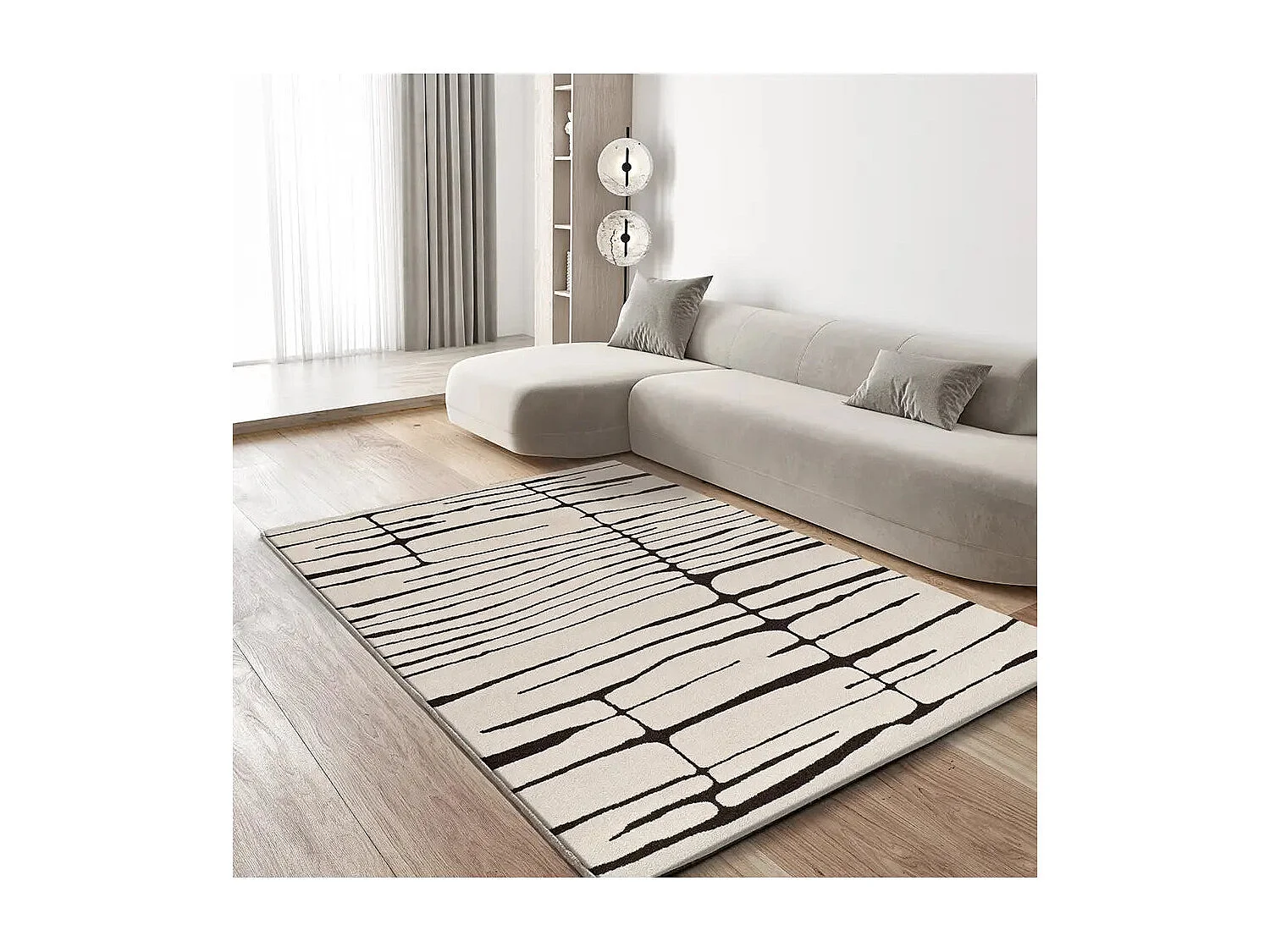 Tapis intérieur - moderne - blanc / noir - 133 x 190 cm - RETRO