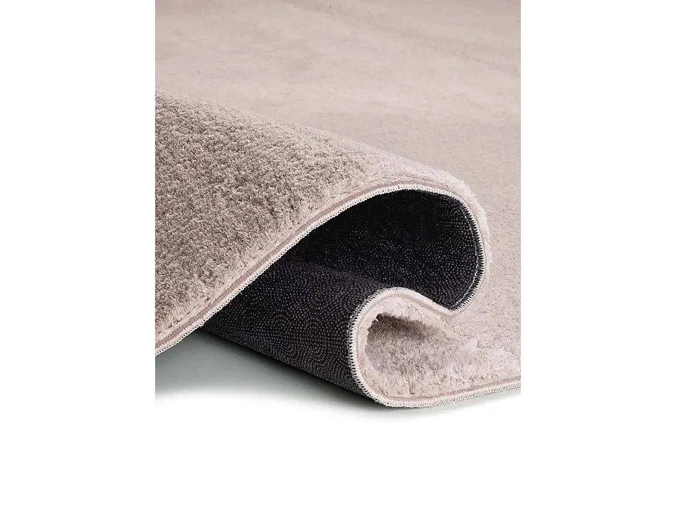 Tapis lavable antidérapant - uni - rose poudré - 160 x 230 cm - LOFT