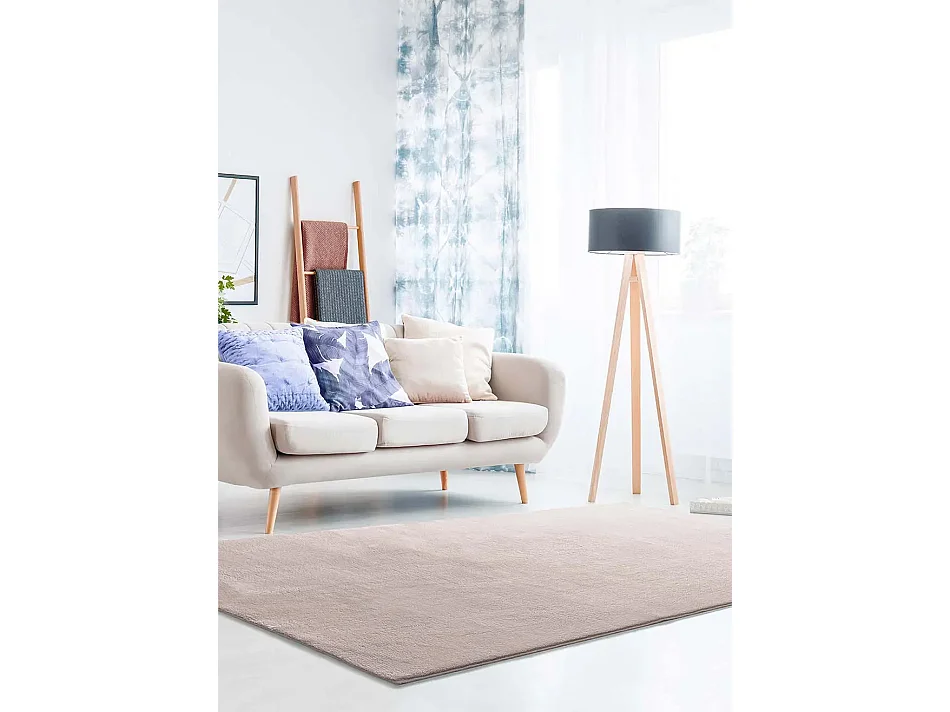 Tapis lavable antidérapant - uni - rose poudré - 80 x 150 cm - LOFT