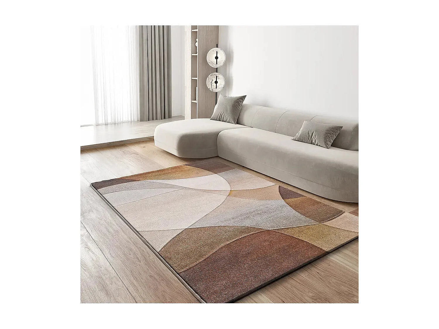 Tappeto interno - astratto - terracotta / beige - 140 x 200 cm - BADET