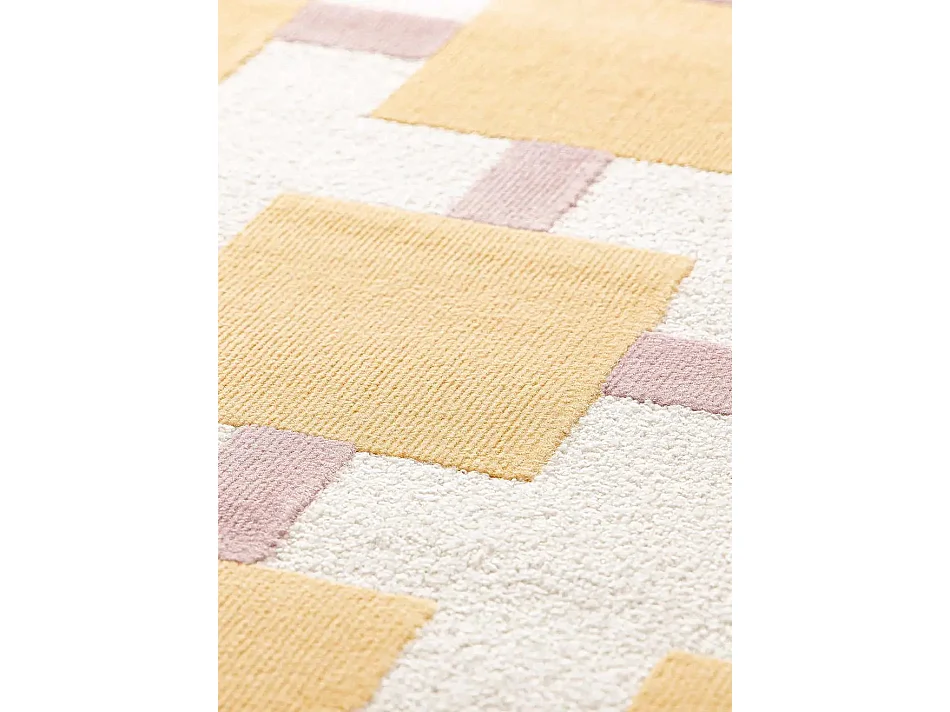 Tapis intérieur - géométrique - moutarde / rose - 160 x 230 cm - FLASHY