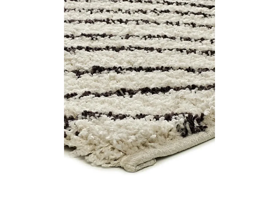 Tapis intérieur - shaggy abstrait - blanc / noir - 120 x 180 cm - LUSH