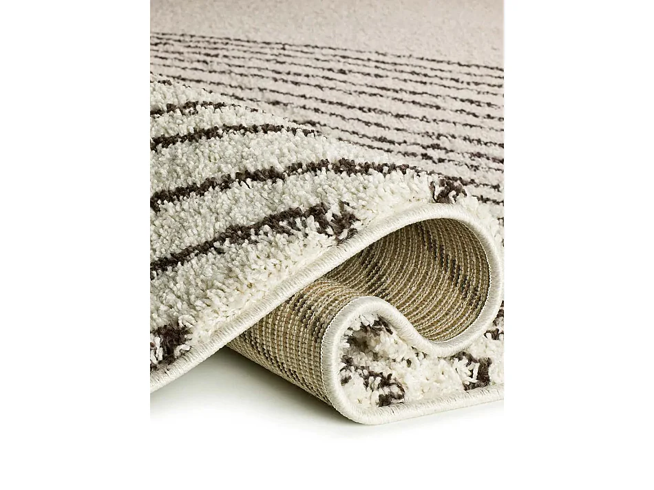 Tapis intérieur - shaggy abstrait - blanc / noir - 120 x 180 cm - LUSH